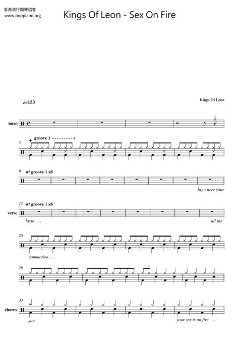 Kings Of Leon Sex On Fire Drum Tab Pdf Free Score Download ★