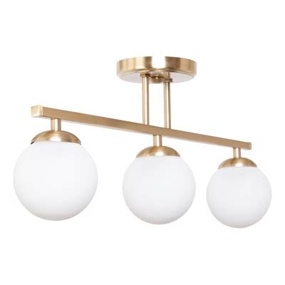 LUZ DESING Plafon 3 Luces Barral Elyn Dorado Globo Opal Apto G9 Deco