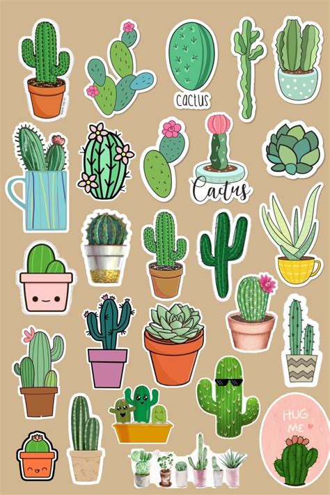 Cactus Series Scrapbook Stickers Printable Sticker Design