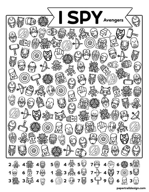 Free Printable I Spy Avengers Activity Paper Trail Design