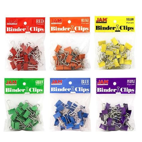 Jam Paper Jam Paper Colorful Binder Clips Small 075 In Assorted