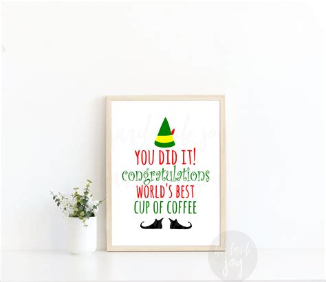 Elf Print Worlds Best Cup Of Coffee Printable Poster Etsy Canada