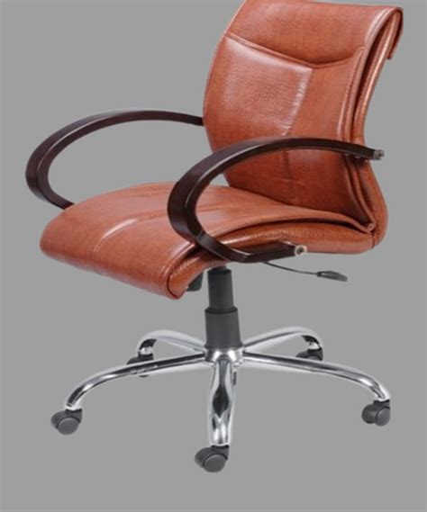 Mid Back Brown Leather Revolving Chair At Rs 3500 In New Delhi ID