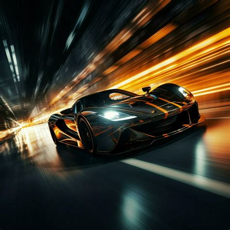 sports car races through dark blurred motion 32946951 Stock Photo at ...