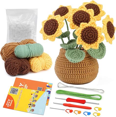 Amazon Kgxulr Crochet Kit For Beginners Sunflower Crochet Kit