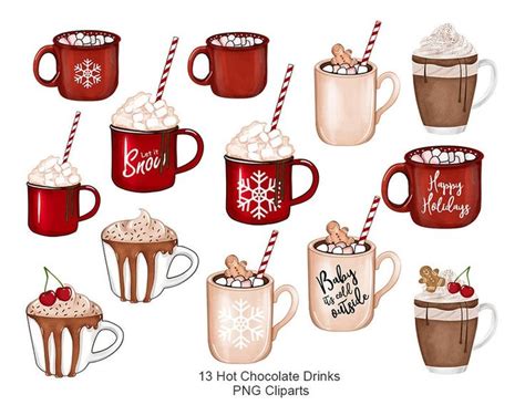 Hot Chocolate Mugs Clipart Winter Mugs Hot Chocolate Christmas Mugs Christmas Clipart Winter ...