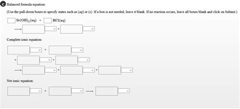 Solved B Balanced Formula Equation Use The Pull Down Boxes