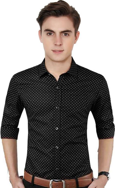 Buy Fashlook Men Black Printed Cotton Blend Shirt M Online At Best