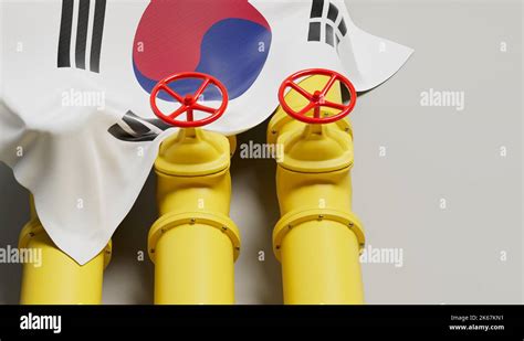 Bandera de Corea del Sur que cubre una tubería de combustible de