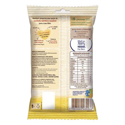 Biscoito Milho Nestlé Mucilon Meu Primeiro Lanchinho Pacote 35g Pão