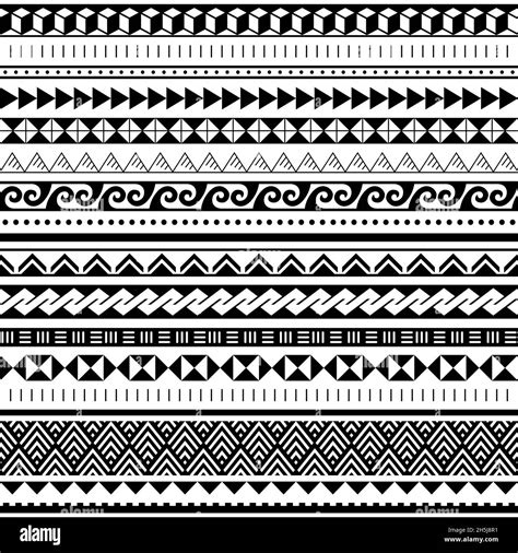 Polynesian Tribal Geometric Seamless Vector Pattern Set Hawaiian