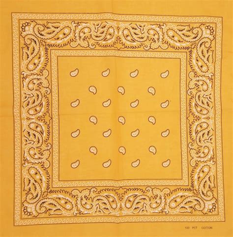 12 Pieces Golden Paisley Printed Cotton Bandanas Bandanas At