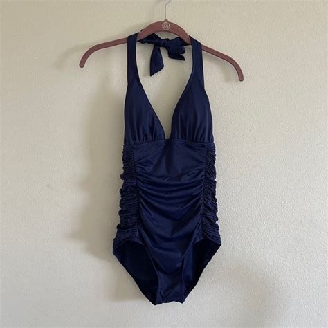 Dkny Swim Dkny Swim Blue Halter One Piece Bikini Size 4 Poshmark