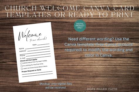 Printable Church Welcome Cards Visitor Cards Connection Cards Diy In