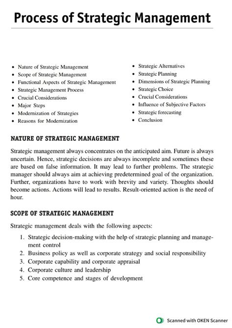 Strategic Management Scope Of Strategic Management Modernization Of Strategies Strategic