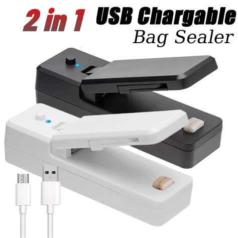 2 In 1 Usb Chargable Mini Bag Sealer Heat Sealers With Cutter Knife