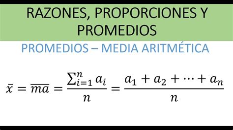 Promedios Media Aritm Tica Media O Simplemente Promedio Aritm Tico