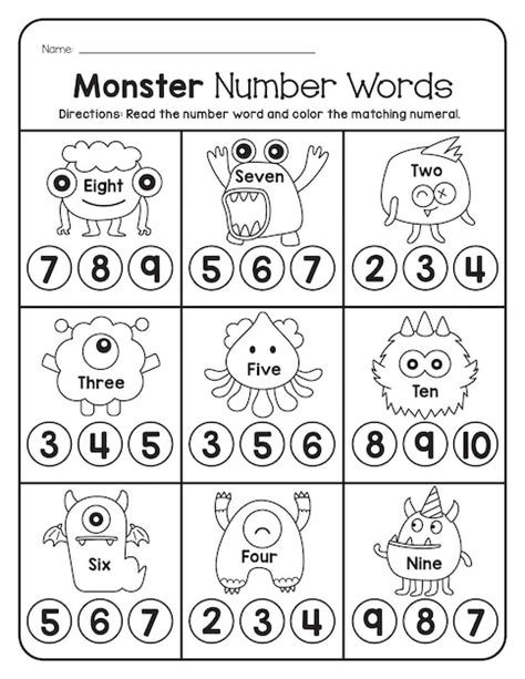 Premium Photo | Monster Math Worksheet Numbers