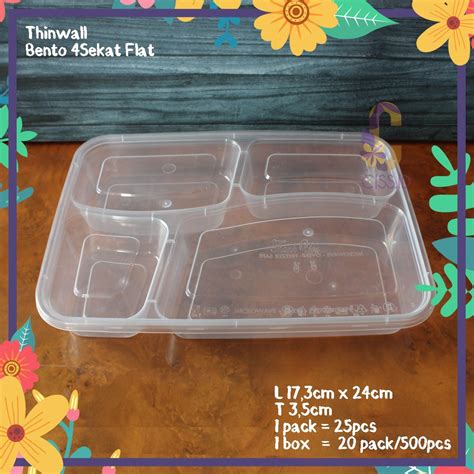 Jual Kotak Makan Plastik Thinwall 4 Sekat Flat Bento Box Victory Satuan