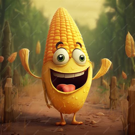 Premium Ai Image Corn Cob Cartoon Kids Character Corn Cob Vector Corn