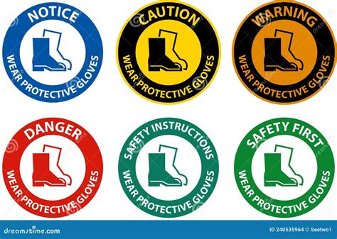 Caution Wear Gloves Protection Symbol Sign Vector Illustration