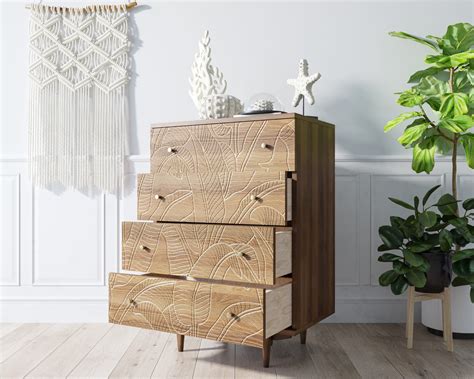 Комод "Boho" на 4 ящика джангл арт BH10 — купить дизайнерскую мебель в ...
