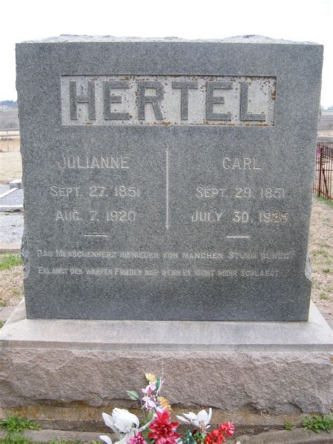 Carl Hertel Find A Grave Reminne