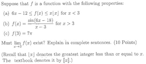 Solved Suppose That F ﻿is A Function With The Following