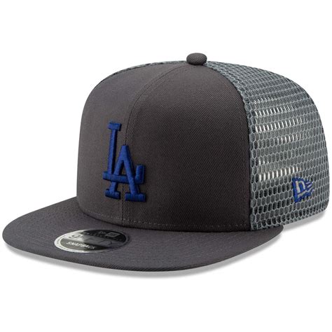 Mens Los Angeles Dodgers New Era Graphite Mesh Fresh 9fifty Adjustable