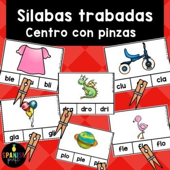 Sílabas trabadas Centro con pinzas by Spanish Profe TpT