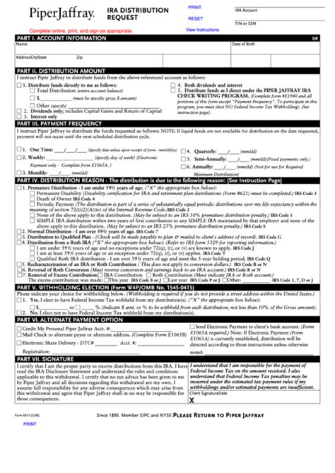 Fillable Form E613 Ira Distribution Request Printable Pdf Download