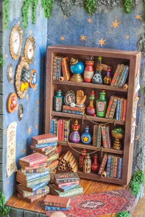 Miniature Potion Room Diorama Bookshelf Insert Dark Academia Booknook