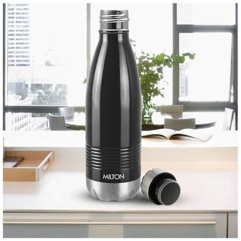 Buy Milton Duo DLX 1000 Thermosteel Hot Cold Water Bottle Durable Leak Proof Black Online