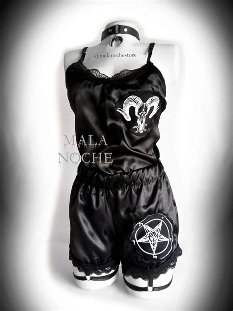 Black Satin Pajama Antonia Pajama Black Pajama Gothic Etsy