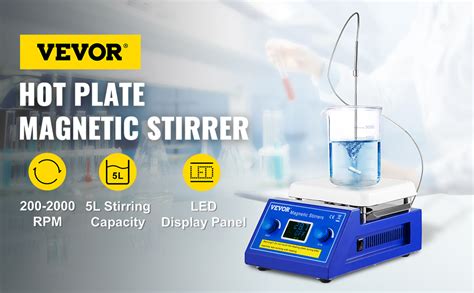 VEVOR Magnetic Stirrer Hot Plate L Capacity Ceramic Coated Hotplate Lab Stirrer RPM