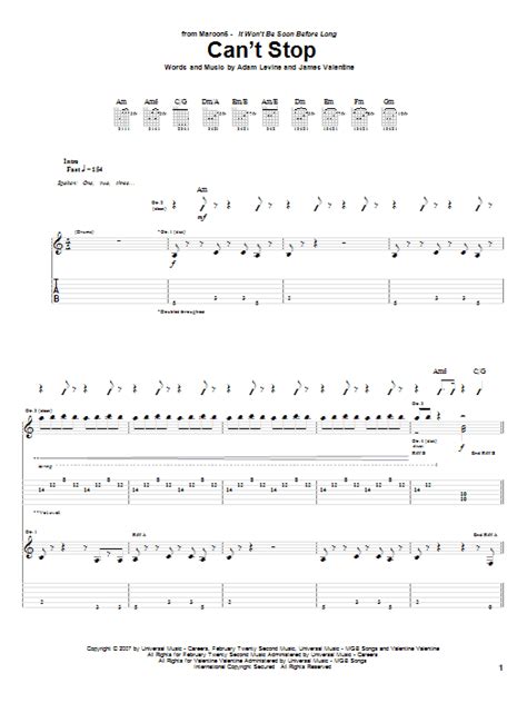 Can't Stop by Maroon 5 - Guitar Tab - Guitar Instructor