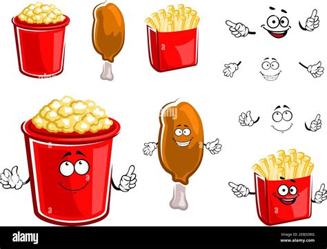 Cartoon Fast Food French Fries Box Fried Chicken Leg And Popcorn