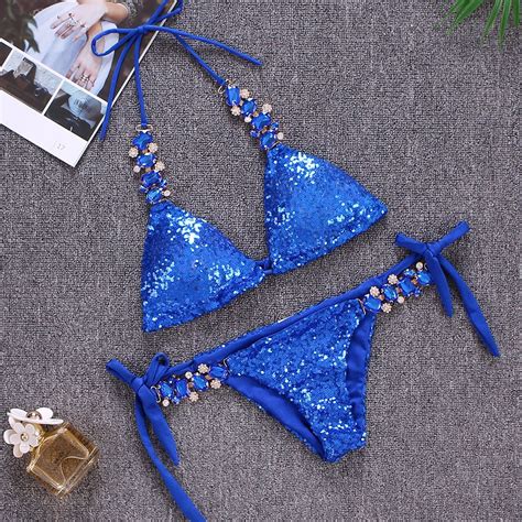 2021 Women Sexy Sequined Bikini Sets Swimsuits Lady Diamond Swimware