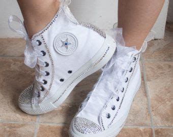 Wedding Converse Trainers With Crystals Lace Pearls By