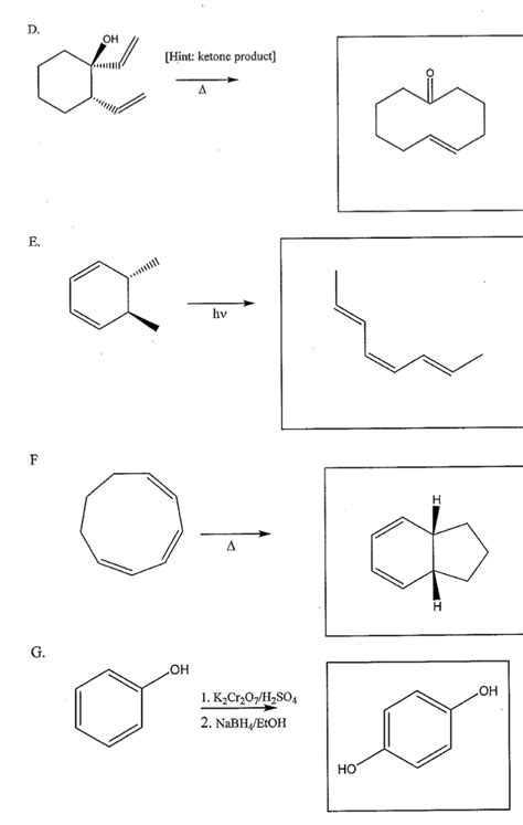 Solved D. OH [Hint: ketone product] E. hv G. OH OH 1. | Chegg.com