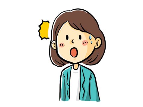 ハッと驚く女性のイラスト 無料で使えるフリーな「らくがき素材」