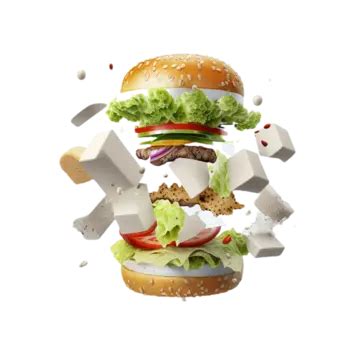 D Food Burger Multi Layered Colorful Three Dimensional Effect Food