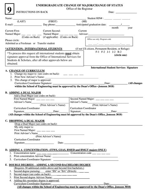 Fillable Online Rpi Undergraduate Change Of Major Form Fax Email Print