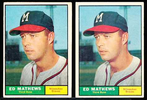 Lot Detail 1961 Topps Baseball 120 Ed Mathews Braves 2 Cards