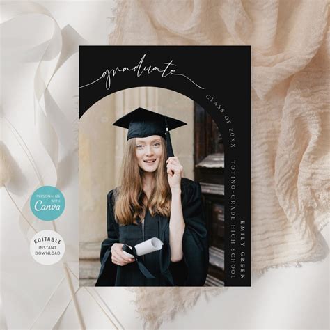 Editable Graduation Invitation Photo Graduation Announcement Senior Graduation Party Invite