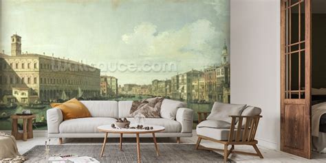 Grand Canal From Rialto Bridge Mural By Canaletto Wallsauce Us