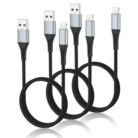 Short IPhone Charger Cable 0 6m 3 Pack USB A To Lightning Cable Short