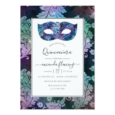 Vintage Masquerade Damask Quincea Era Invitation Zazzle Quinceanera