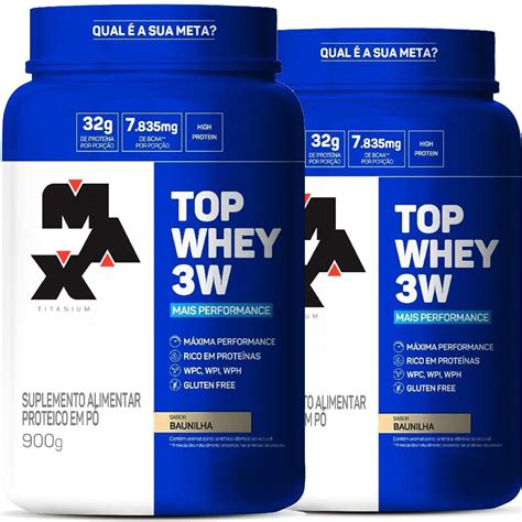 Top Whey 3W Mais Performance Max Titanium 900g Baunilha Kit 2 Top