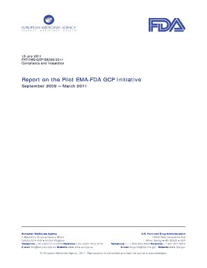 Fillable Online Ema Europa Report On The Pilot EMA FDA GCP Initiative